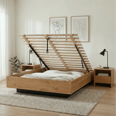 The Range Koping Double 4ft6 Gas Lift Ottoman Bed with Underbed Storage - Pine