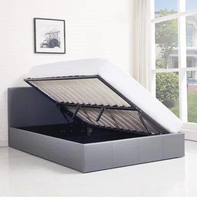 The Range Ottoman Storage Bed Grey With Mattress - Grey / Single