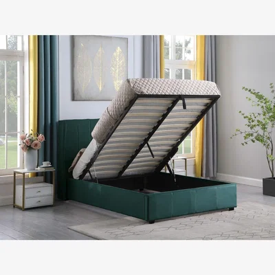 The Range Amelia Plus 5' Storage Bed - Green Velvet Fabric