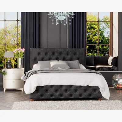 The Range Luna Ottoman Storage Bed, Mirazzi Velvet Fabric - Black / Single