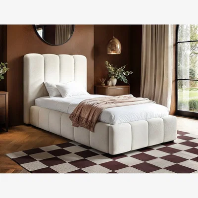 The Range Emilie Ribbed Single Ottoman Bed - Cream