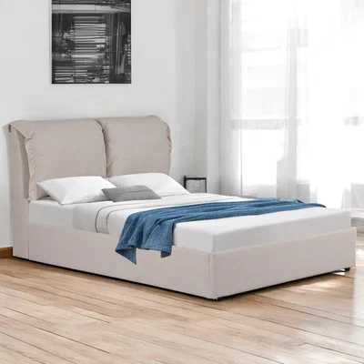 The Range Chester Pillowback Cushion Upholstered Ottoman Storage Bed - Natural / King