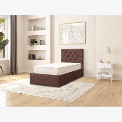 The Range Olivier Fabric Ottoman Storage Bed, Yorkshire Knit Fabric - Chocolate / Single