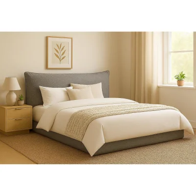 The Range Grey Ottoman Storage Bed Frame Padded Pillow Headboard Design - Grey / Double / Yes