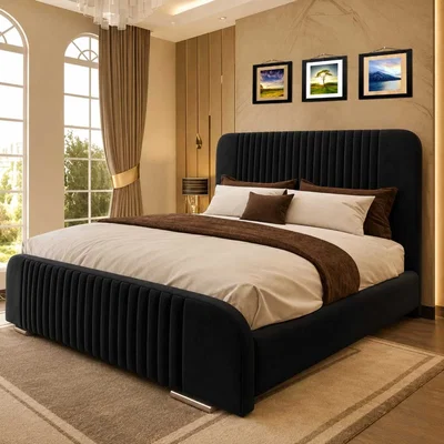 The Range Oval Divan Ottoman Bed - Black / Double