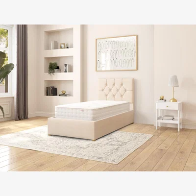 The Range Olivier Fabric Ottoman Storage Bed, Malham Weave Fabric - Cream / Single