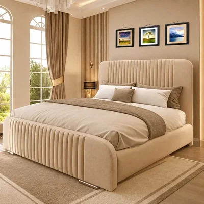 The Range Oval Divan Ottoman Bed - Beige / Double
