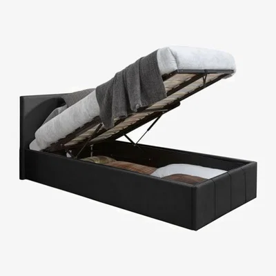 The Range Merlin Faux Leather Ottoman Bed Single Storage Frame - White