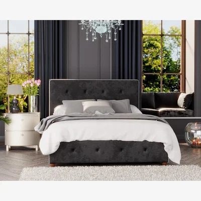 The Range Hesper Ottoman Storage Bed, Mirazzi Velvet Fabric - Black / Single