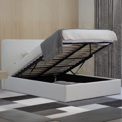 The Range Serenity Ottoman Boucle Storage Bed - Cream / Small Double