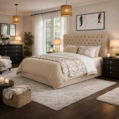 The Range Sleigh Divan Ottoman Bed - Beige / Double