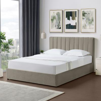 The Range Evelynne Fabric 150cm Kingsize Ottoman Bed Frame with Storage - Light Brown