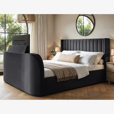The Range Fallon TV Side Lift Ottoman Bed Charcoal Velvet - Grey