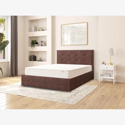 The Range Presley Fabric Ottoman Storage Bed, Yorkshire Knit Fabric - Chocolate / King