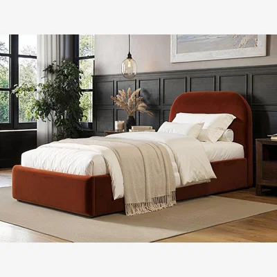 The Range Alba Single Ottoman Bed - Burnt Orange