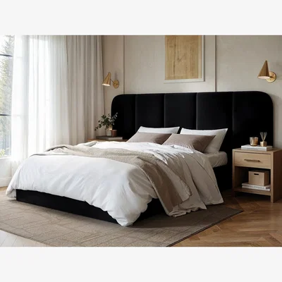 The Range Sienna Hotel Ottoman Bed Black Velvet - Black