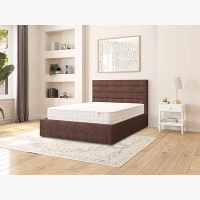 The Range Kelly Fabric Ottoman Storage Bed, Yorkshire Knit Fabric - Chocolate / Double