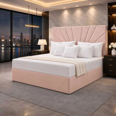The Range Jackrata Divan Ottoman Storage Bed With Headboard Pink - Pink / Single