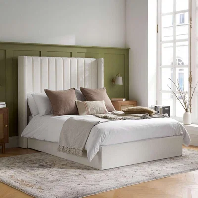 The Range Maisey Ottoman Cream Linen Bed Birlea - Cream
