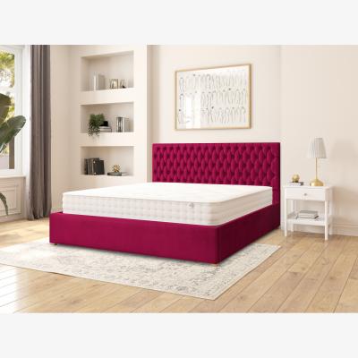 The Range Monroe Fabric Ottoman Storage Bed, Plush Velvet Fabric - Berry / Superking