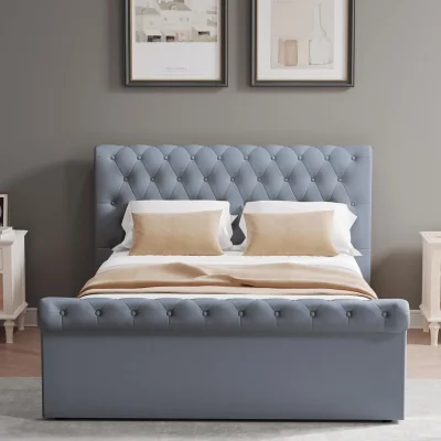 The Range FWStyle King Size Steel Grey Ottoman Bed Frame Upholstered Storage - Steel Grey