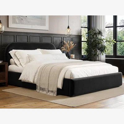 The Range Alba Black Velvet Ottoman Bed - Black