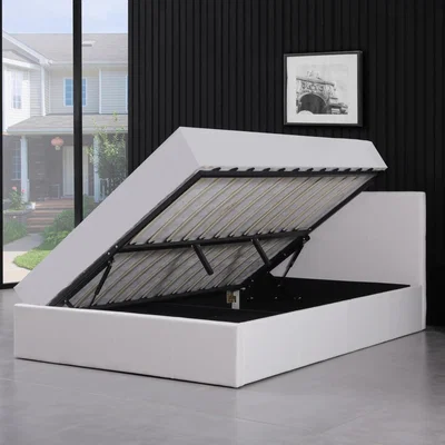 The Range Ottoman Storage Bed White With Mattress - White / Single