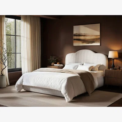 The Range Skylynn Cloud Ottoman Bed Brown - Cream / Double