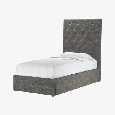 Sofa.com Rosalie 150cm Single Ottoman Bed in Liquorice Baylee Multi-Tone Viscose Linen