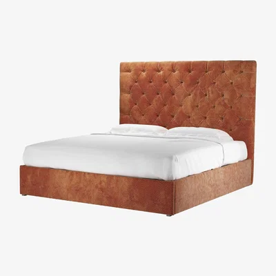 Sofa.com Rosalie 150cm Super King Ottoman Bed in Pomegranate Bubble Velvet