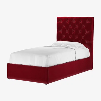 Sofa.com Rosalie 130cm Single Ottoman Bed in Malbec Cotton Matt Velvet