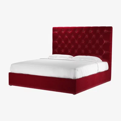 Sofa.com Rosalie 150cm Super King Ottoman Bed in Malbec Cotton Matt Velvet