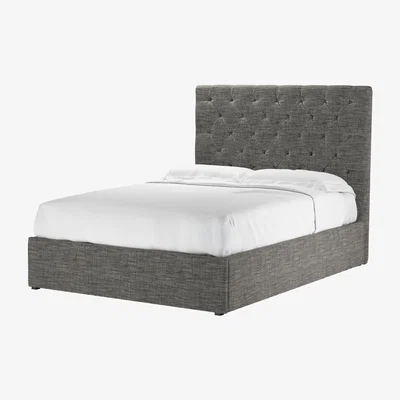 Sofa.com Rosalie 130cm Double Ottoman Bed in Liquorice Baylee Multi-Tone Viscose Linen
