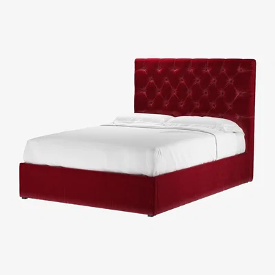 Sofa.com Rosalie 130cm Double Ottoman Bed in Malbec Cotton Matt Velvet