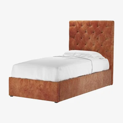 Sofa.com Rosalie 130cm Single Ottoman Bed in Pomegranate Bubble Velvet