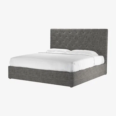 Sofa.com Rosalie 130cm Super King Ottoman Bed in Liquorice Baylee Multi-Tone Viscose Linen