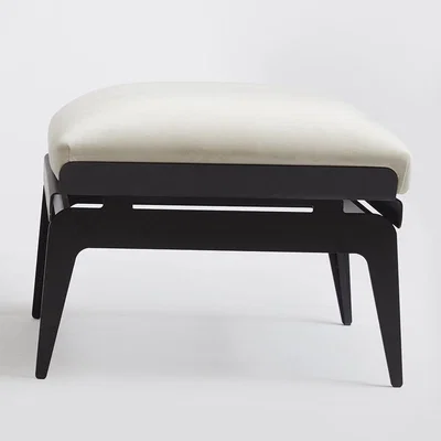 Amara Gabriel Scott - Boudoir Ottoman - Black Metal/Satin Brass/Nude Pink