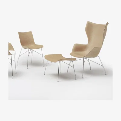 Amara Kartell - K/Wood Footrest - Light Wood/Chrome