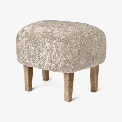 Amara By Lassen - Ingeborg Footstool - Moonlight Sheepskin/Natural Oak