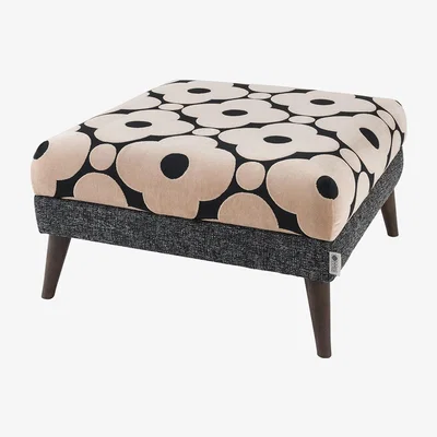 Amara Orla Kiely - Flynn Footstool - Shannon Charcoal/Poppy Spot Tea Rose