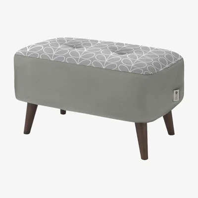 Amara Orla Kiely - Donegal Stool - Small - Tolka Light Grey & Linear Stem Light Grey/White