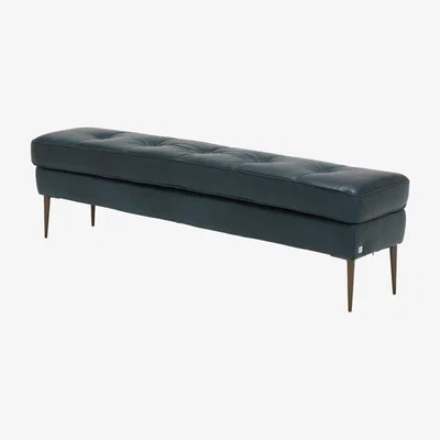 Barker and Stonehouse Magnus Ottoman, Teal Leather | Barker & Stonehouse