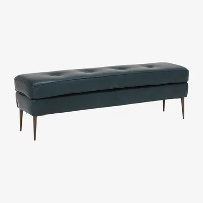 Barker and Stonehouse Maxwell Ottoman, Teal Leather | Barker & Stonehouse