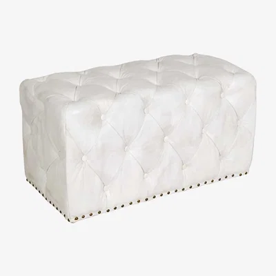 Barker and Stonehouse Timothy Oulton Lord Digsby Rectangular Small Footstool, White Leather | Barker & Stonehouse