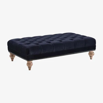 Barker and Stonehouse Ullswater Footstool, Blue Velvet | Barker & Stonehouse
