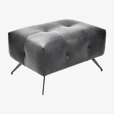 Barker and Stonehouse San Marco Rectangular Footstool, Black Leather | Barker & Stonehouse