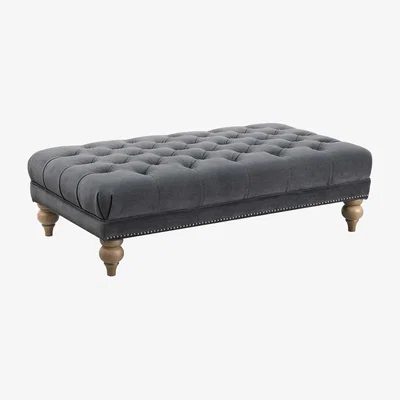 Barker and Stonehouse Ullswater Rectangular Footstool, Grey Velvet | Barker & Stonehouse