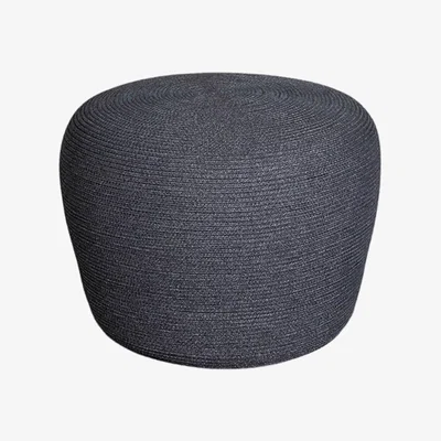 Barker and Stonehouse Cane-line Circle Small Footstool, Dark Grey | Barker & Stonehouse