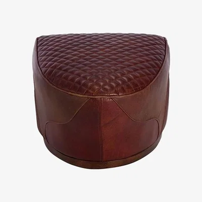 Barker and Stonehouse Timothy Oulton Leather Saddle Footstool | Barker & Stonehouse