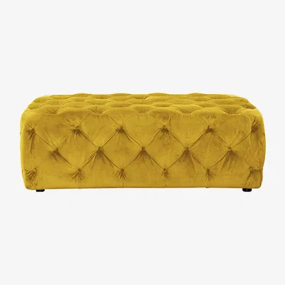 Barker and Stonehouse Ellonby Velvet Large Button Stool, Blue | Barker & Stonehouse